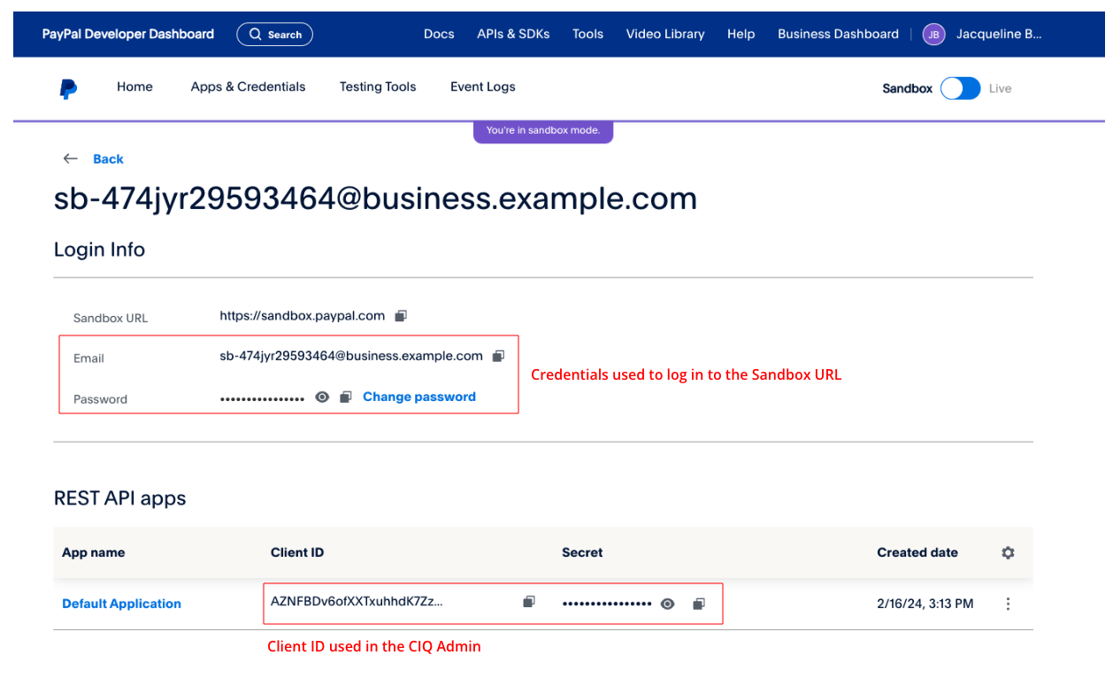 Business Account Details