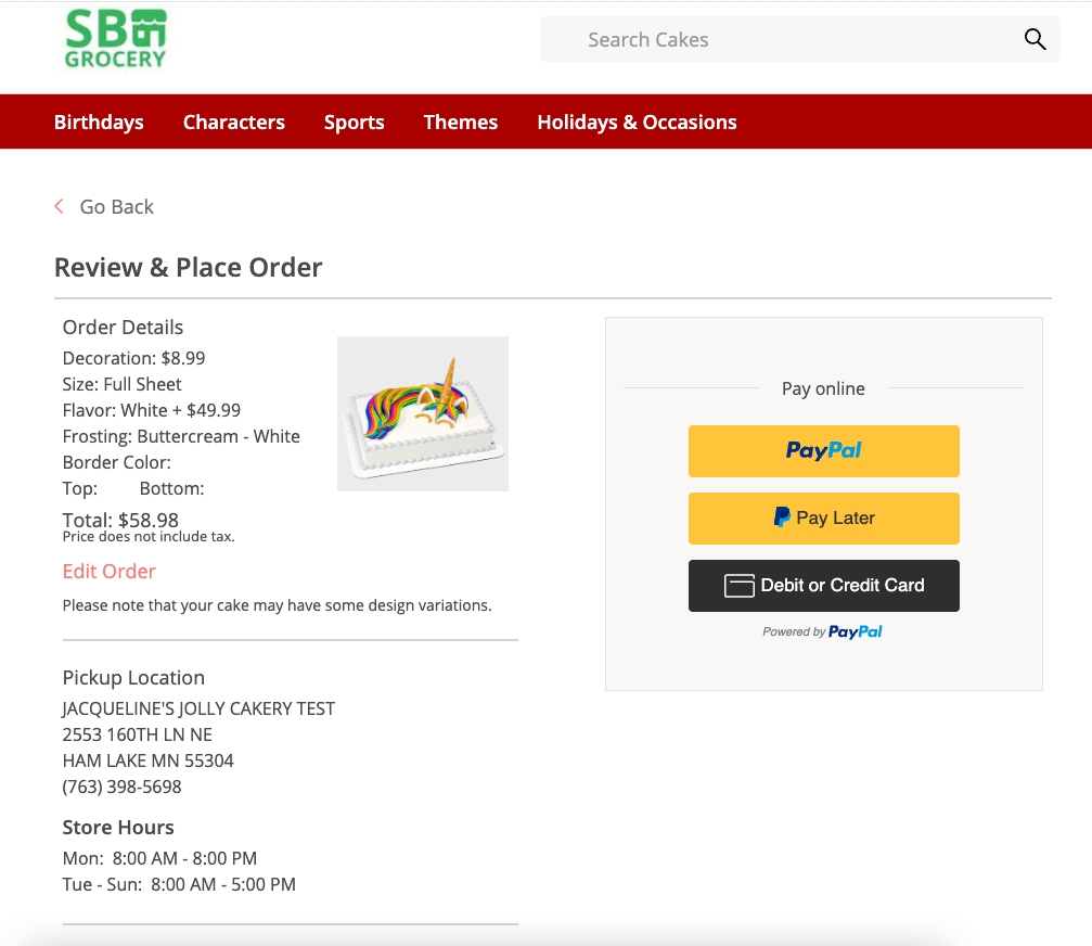 Cake Ordering Site