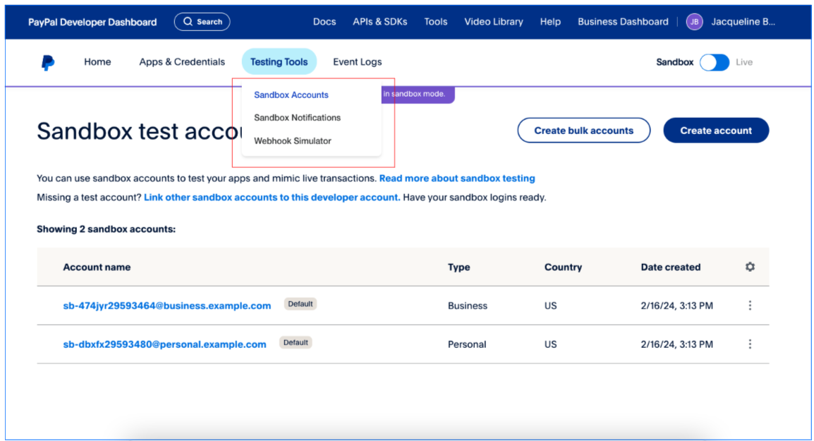 Dev Dashboard with Dropdown