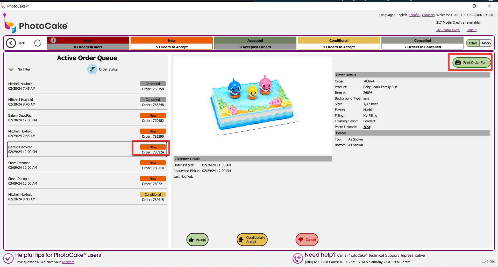 PhotoCake Order Queue