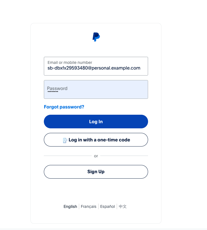 Login Personal Account